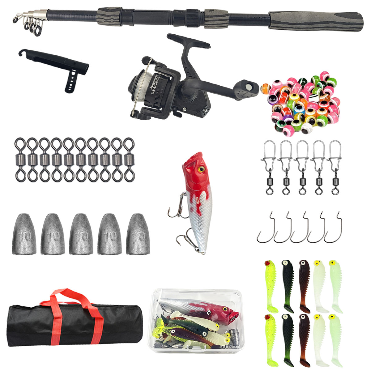 Fishing Lure Spinner - Portable Telescopic Fishing Rod Kit 1.8m